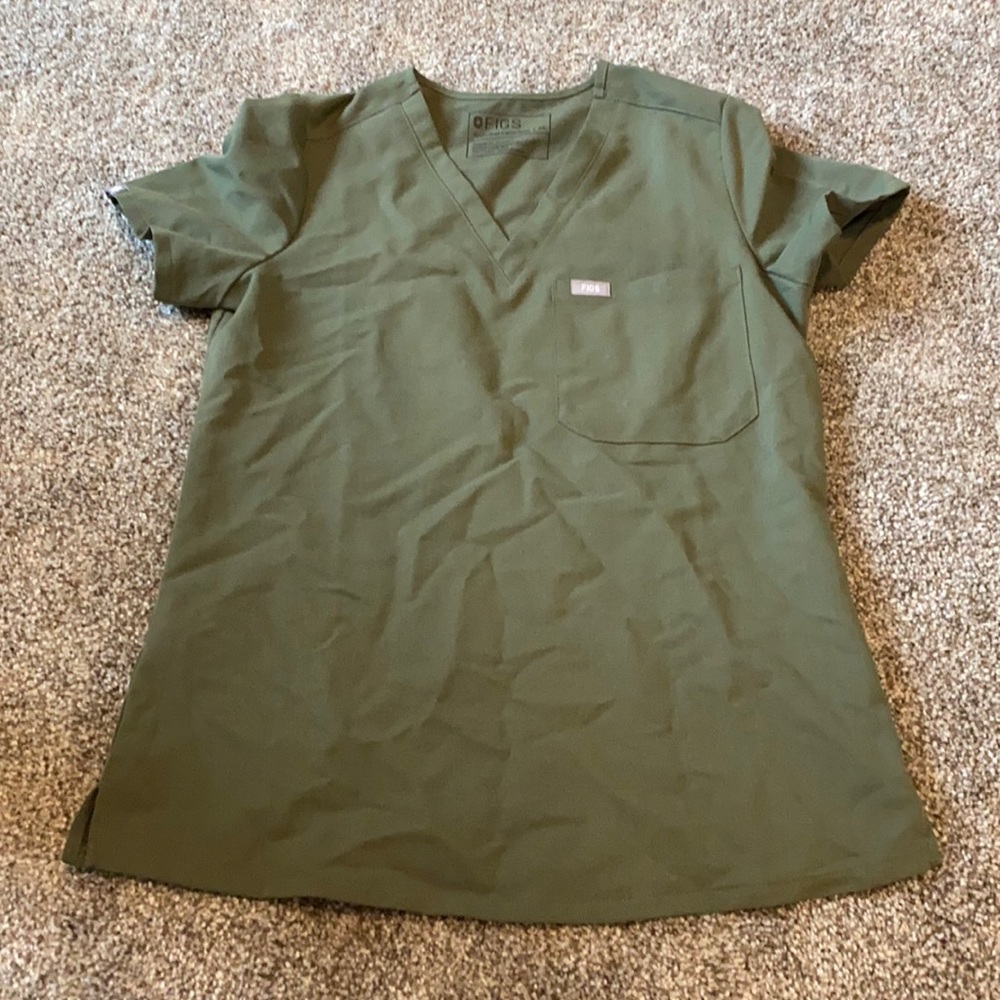 Figs moss green scrub top
